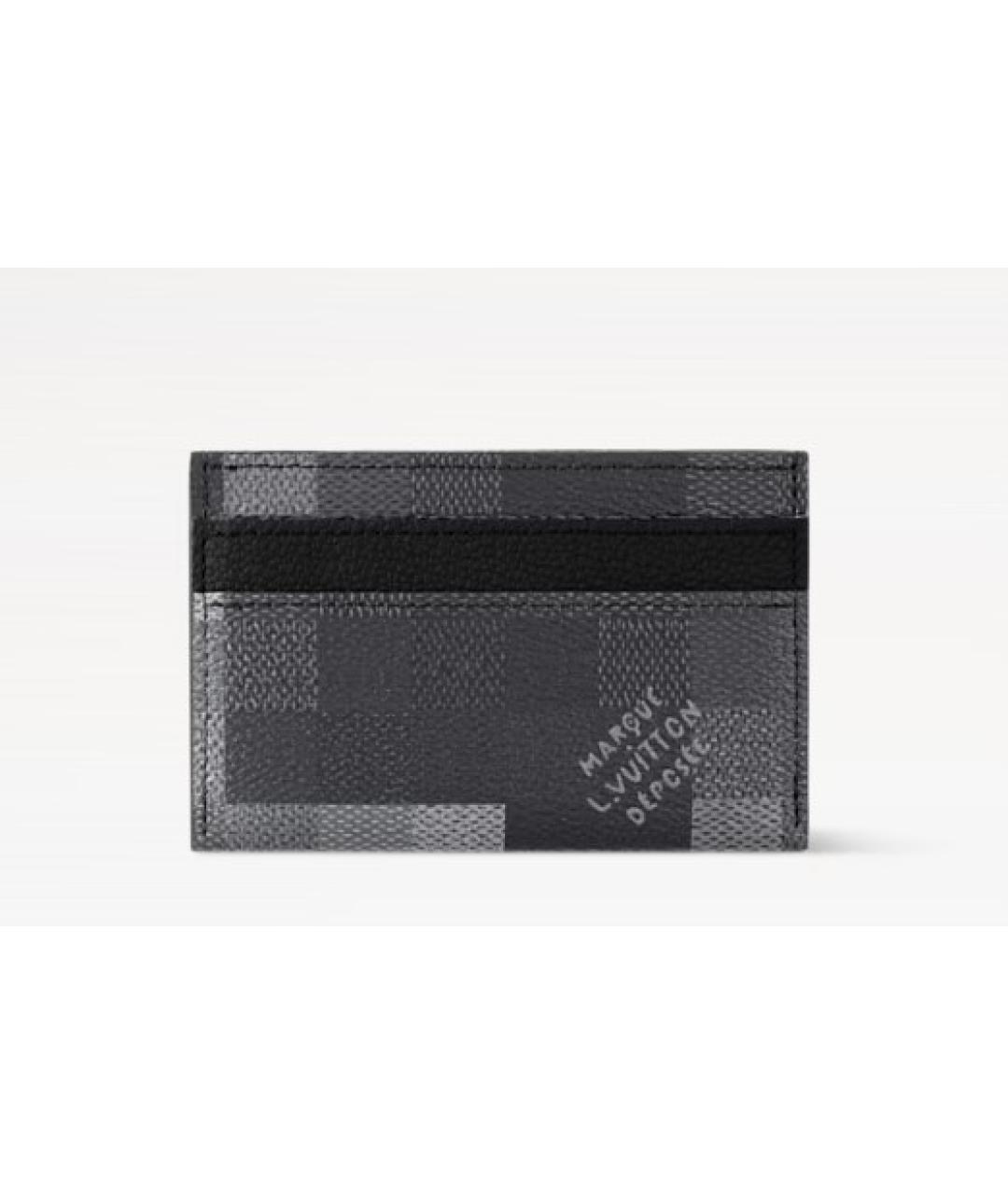 LOUIS VUITTON Серый кожаный кардхолдер, фото 5