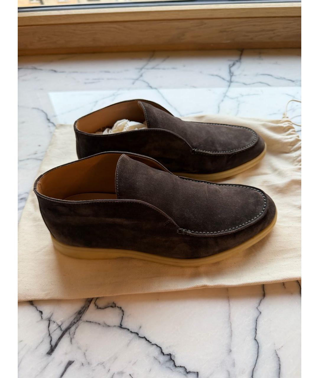 LORO PIANA Коричневые замшевые лоферы, фото 7