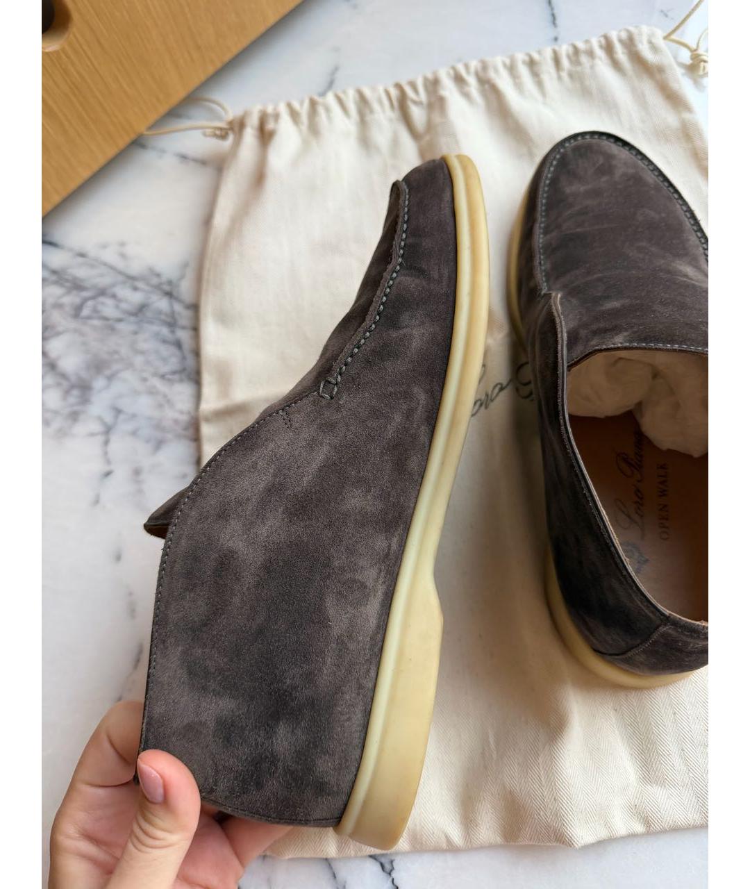 LORO PIANA Коричневые замшевые лоферы, фото 3