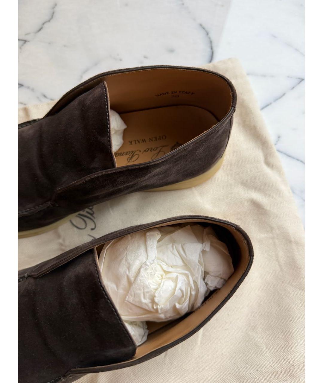 LORO PIANA Коричневые замшевые лоферы, фото 6