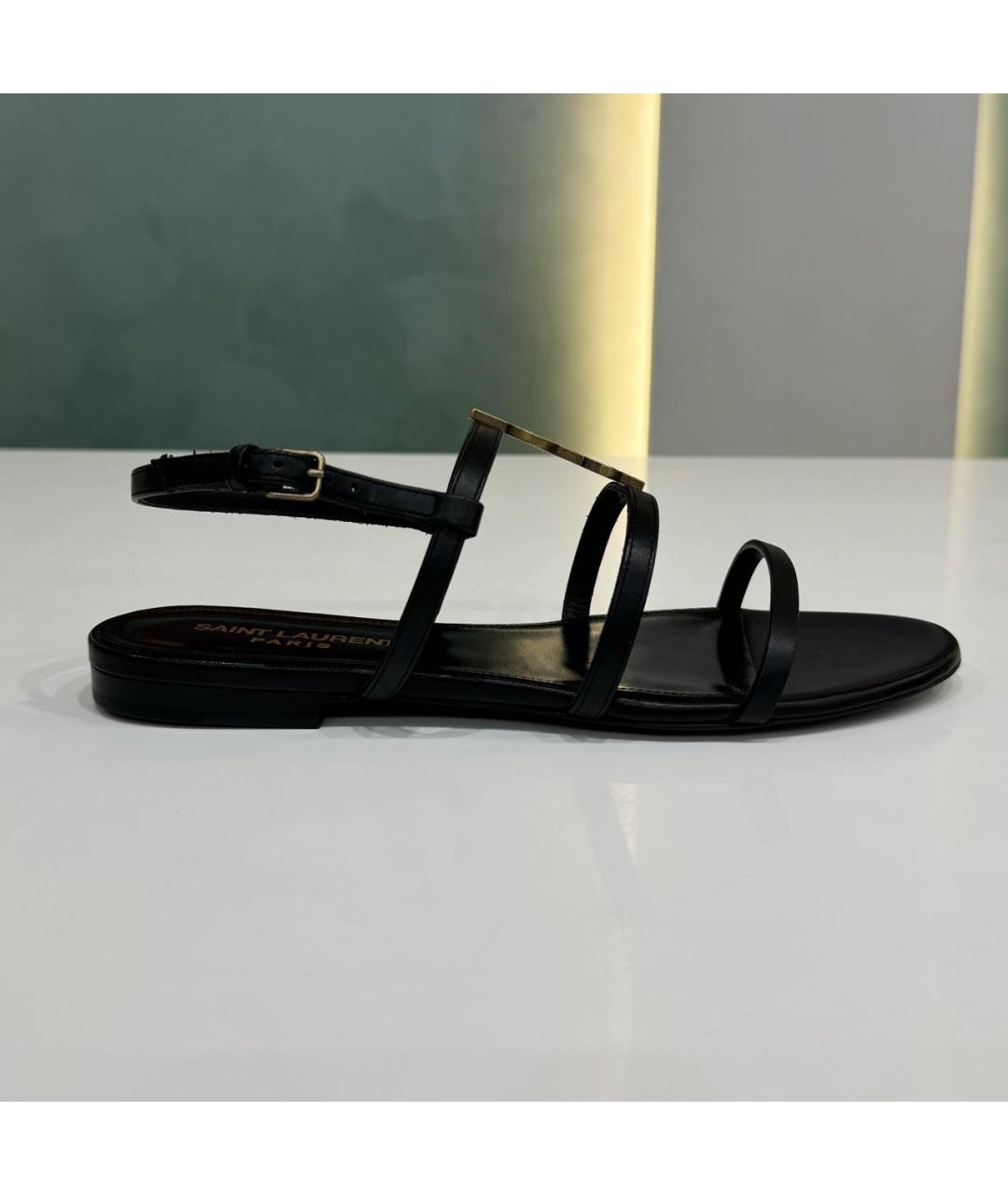 SAINT LAURENT Черные кожаные босоножки, фото 7