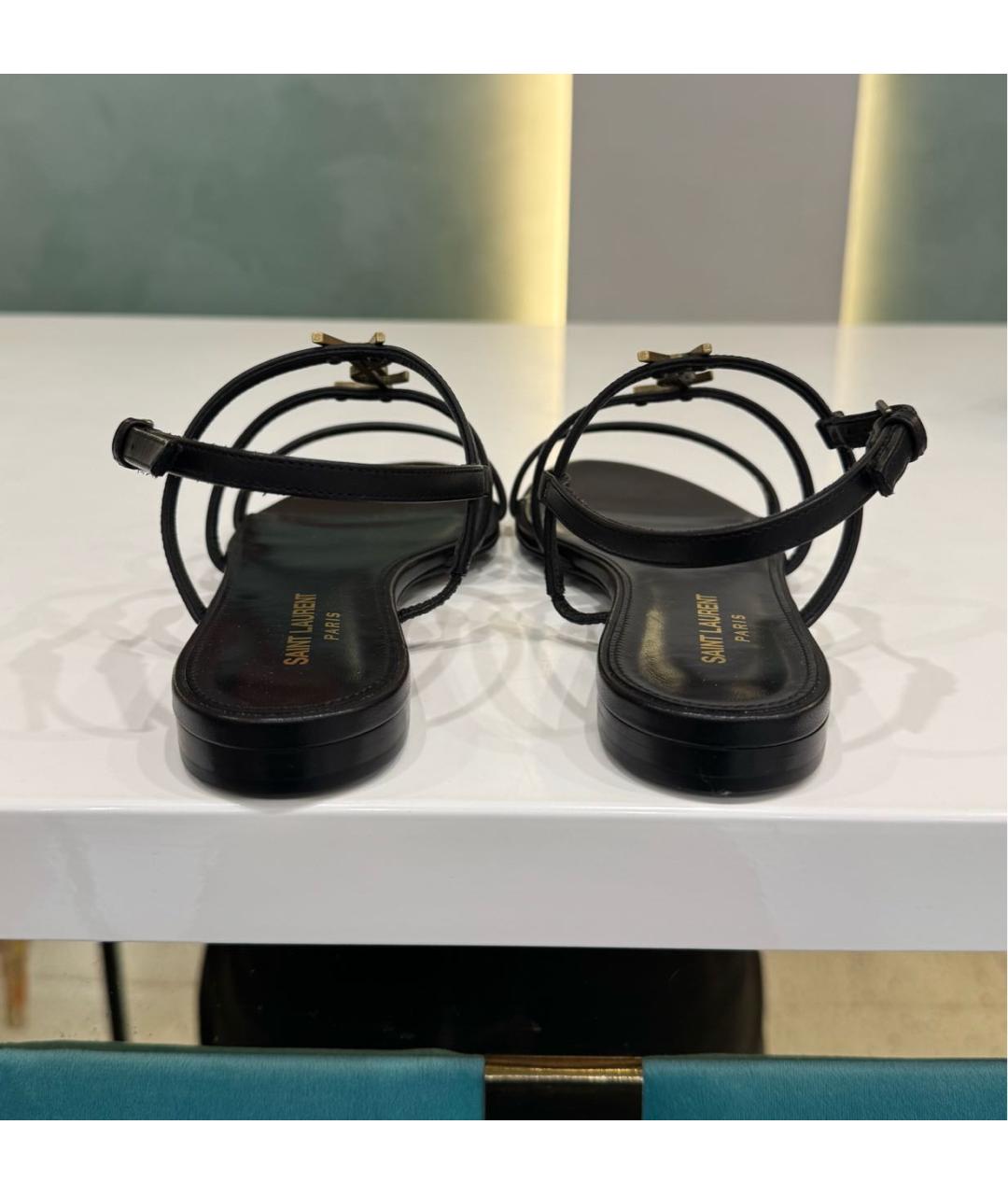 SAINT LAURENT Черные кожаные босоножки, фото 3