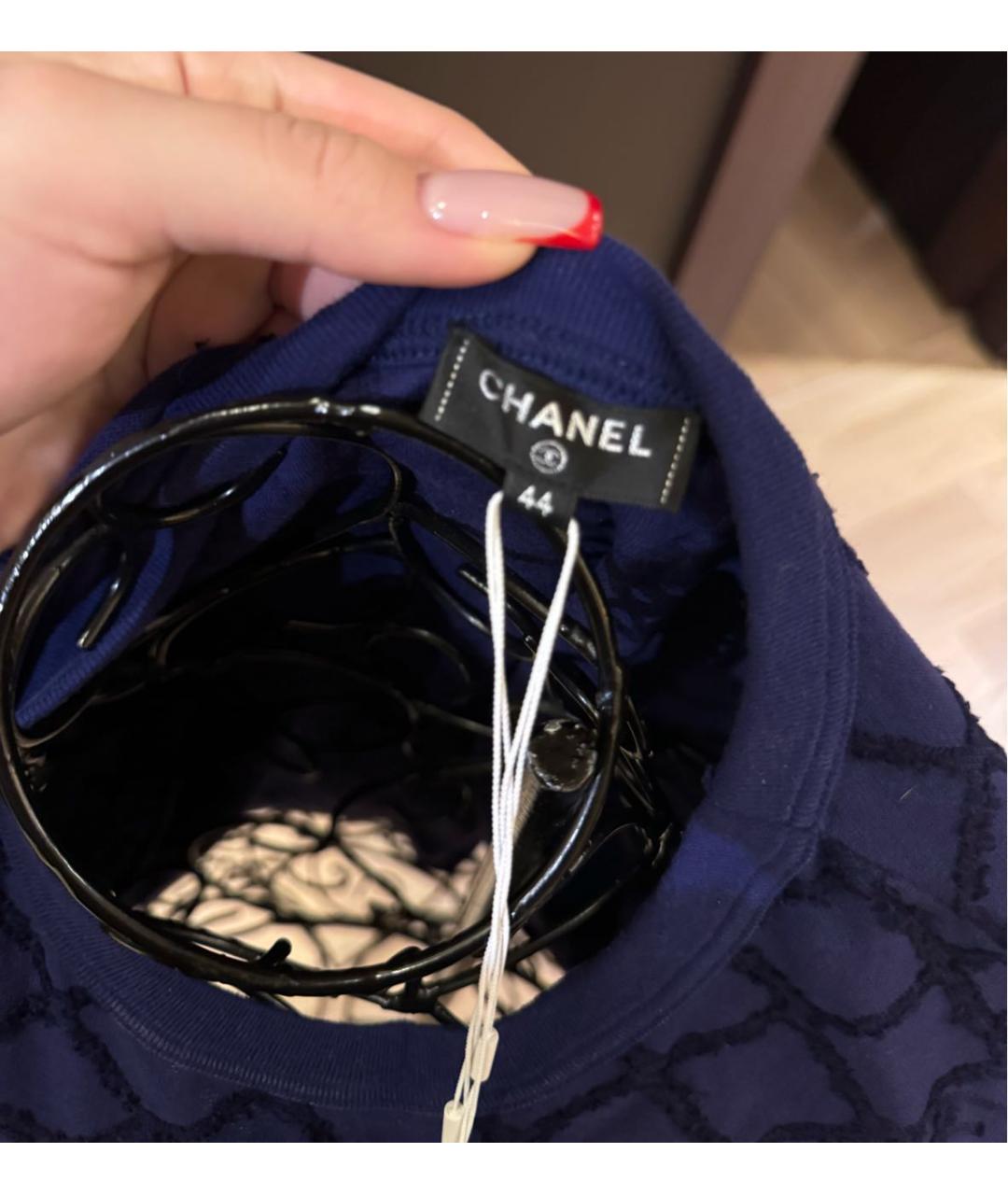 CHANEL Синяя хлопковая футболка, фото 3