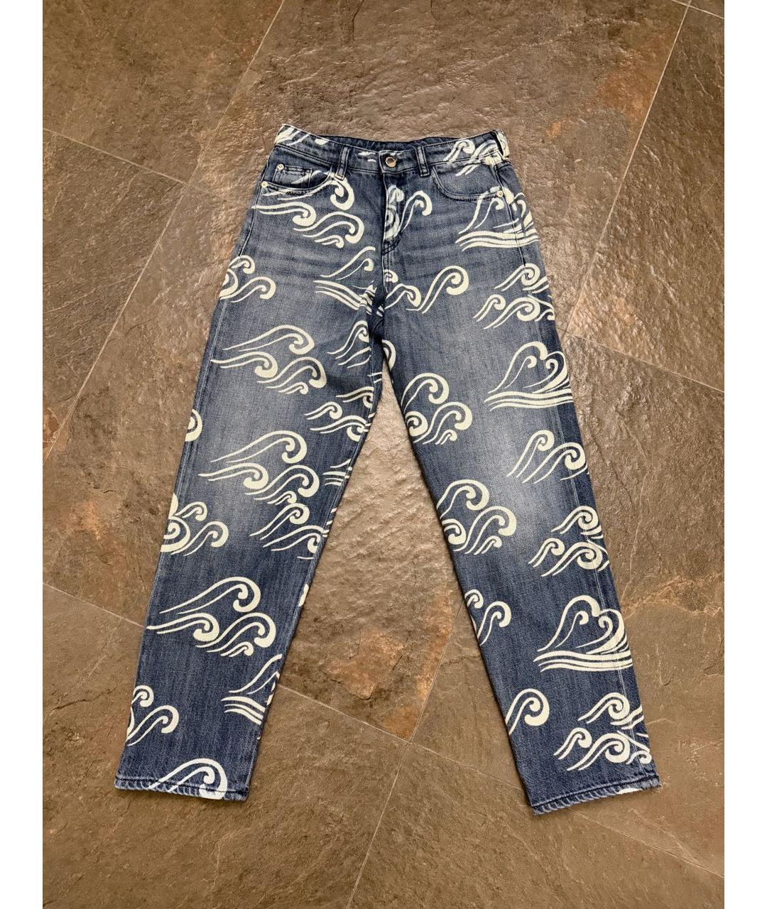 EMPORIO ARMANI Синие хлопковые прямые джинсы, фото 6