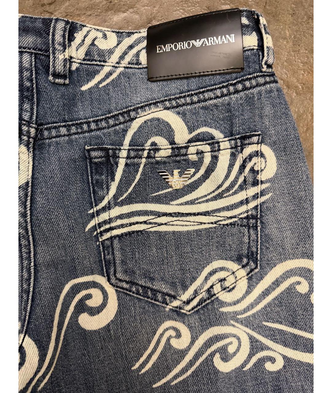 EMPORIO ARMANI Синие хлопковые прямые джинсы, фото 2