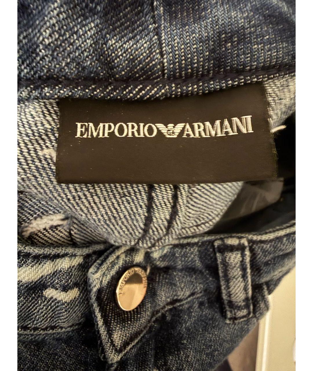 EMPORIO ARMANI Синие хлопковые прямые джинсы, фото 4