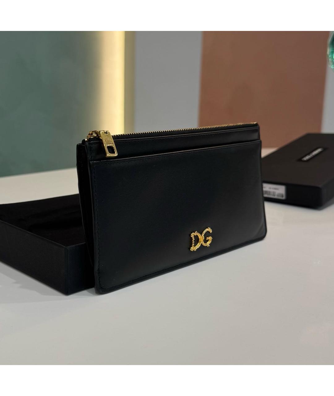 DOLCE&GABBANA Черный кожаный кошелек, фото 2