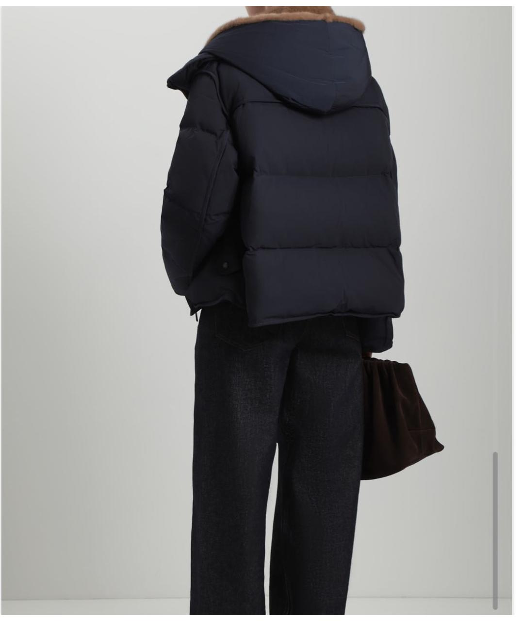 YVES SALOMON Темно-синий полиэстеровый пуховик, фото 5