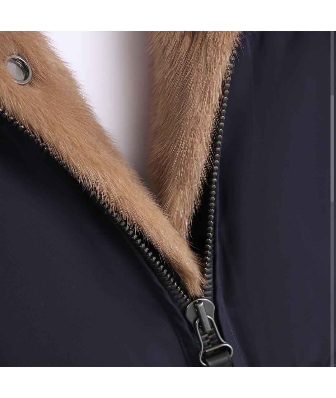 YVES SALOMON Темно-синий полиэстеровый пуховик, фото 3