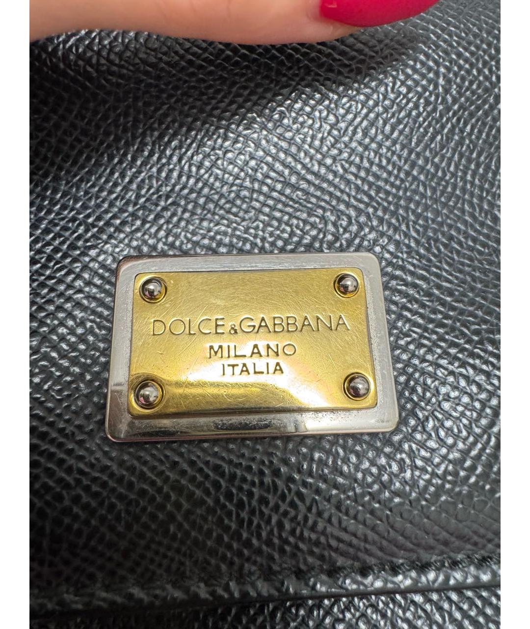 DOLCE&GABBANA Черная кожаная сумка через плечо, фото 7