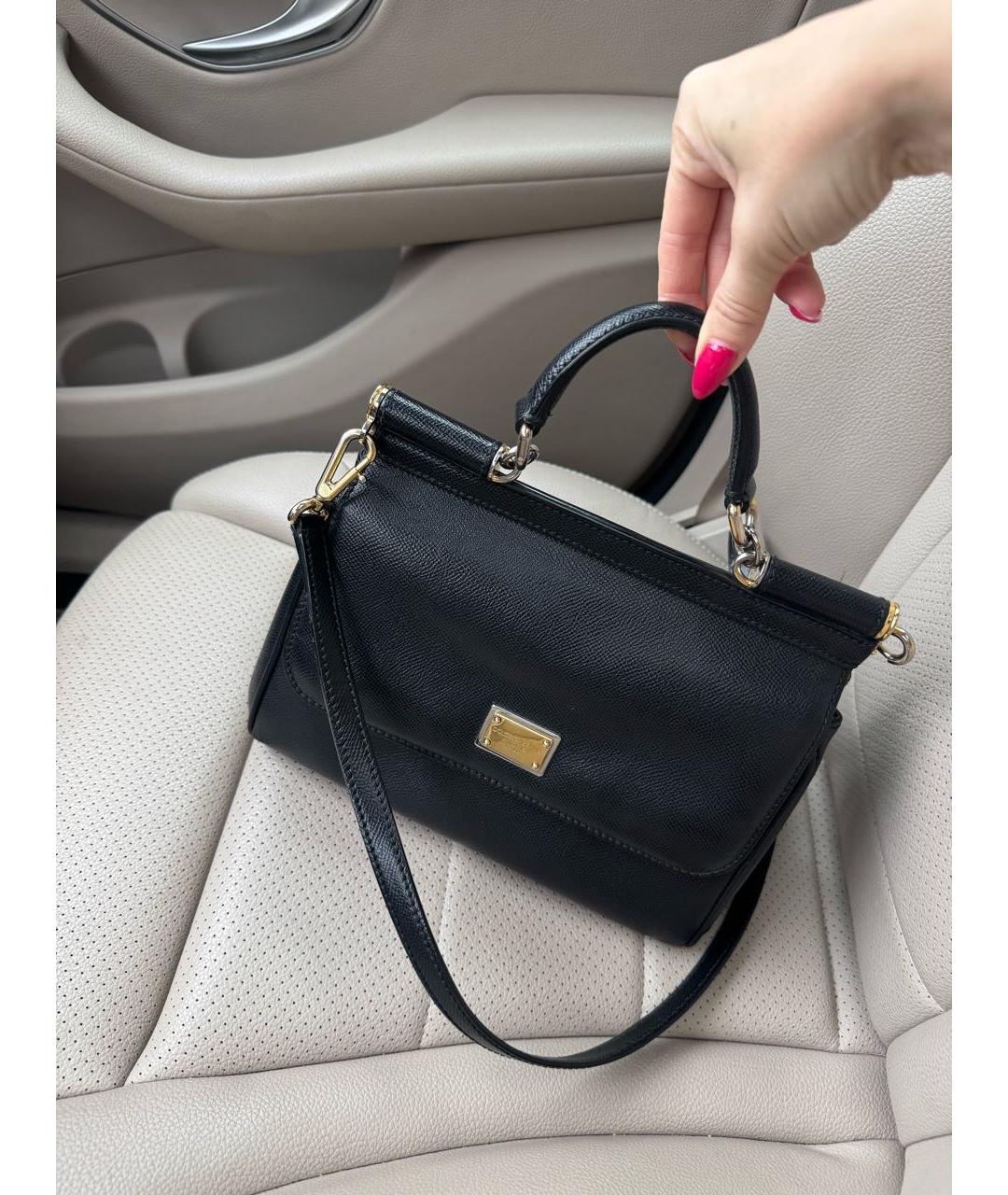 DOLCE&GABBANA Черная кожаная сумка через плечо, фото 5