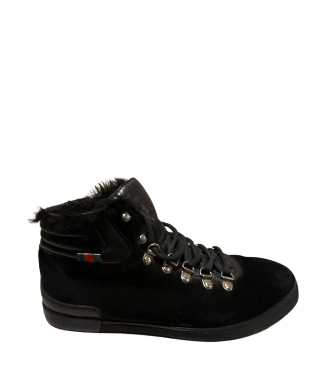 GUCCI Черные замшевые кроссовки, фото 1