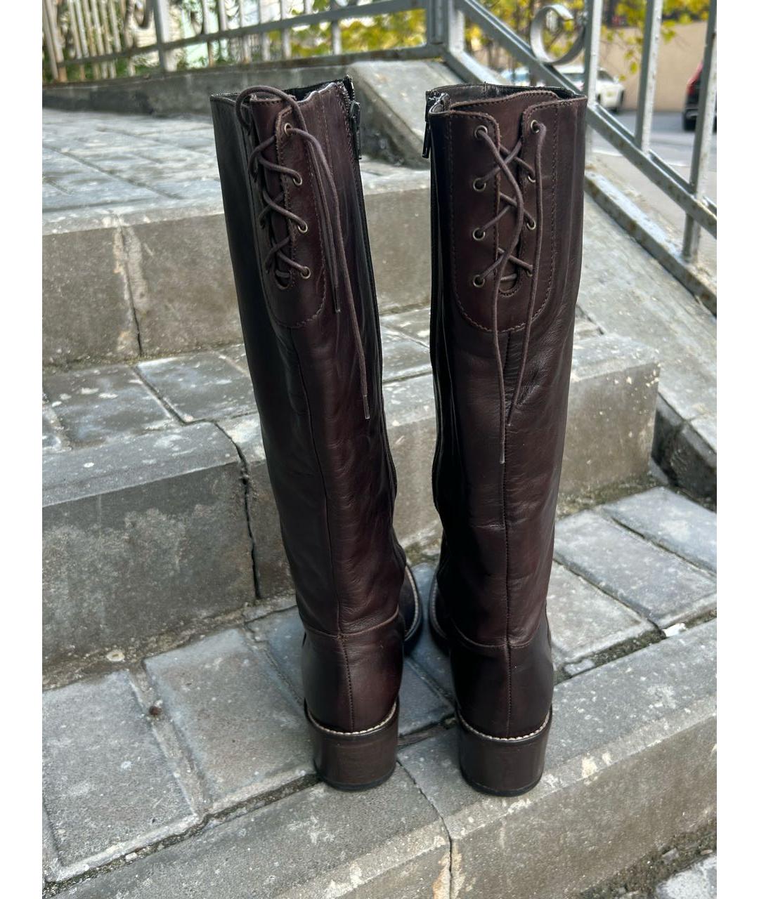 LIU JO Коричневые кожаные сапоги, фото 3