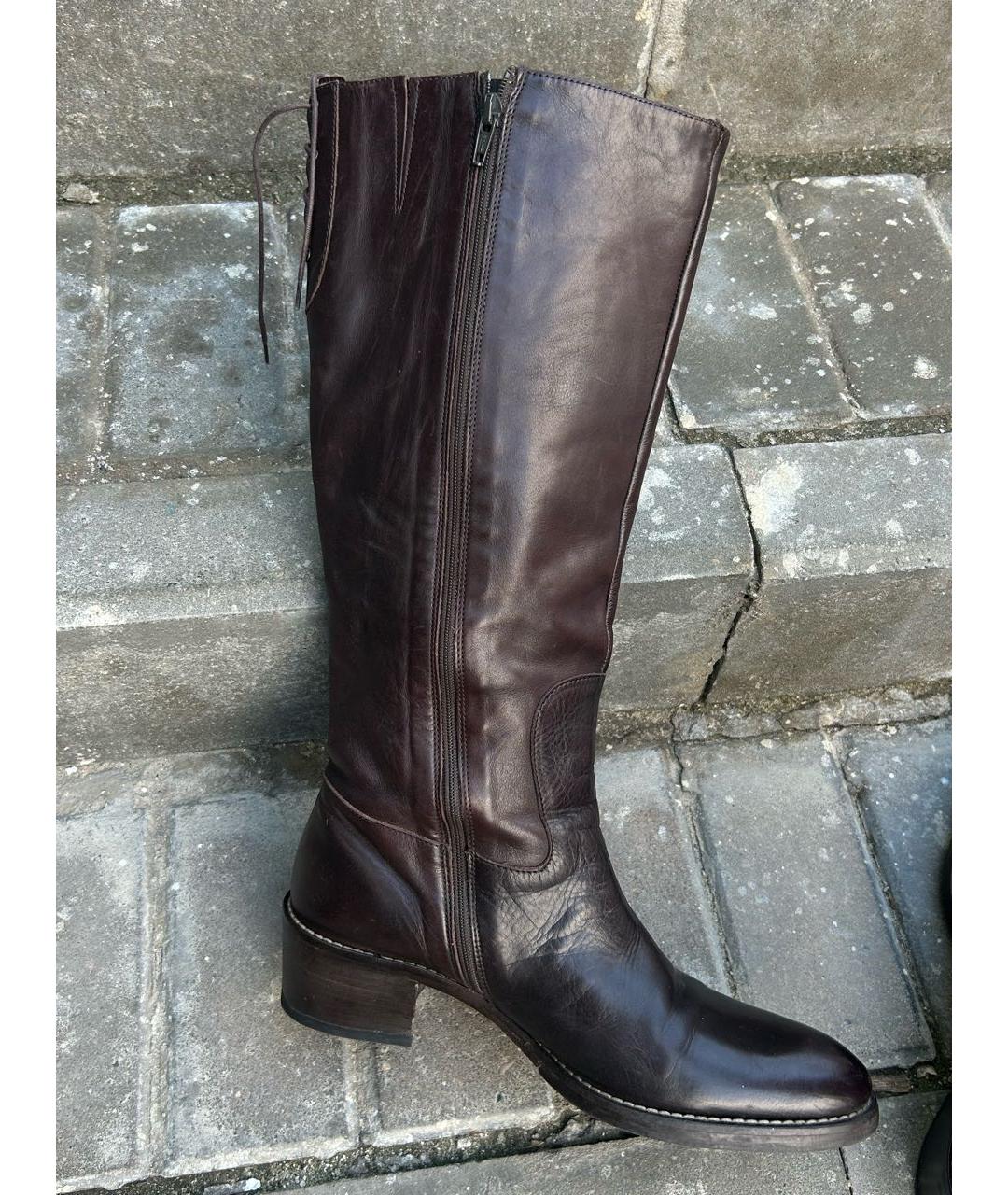 LIU JO Коричневые кожаные сапоги, фото 4