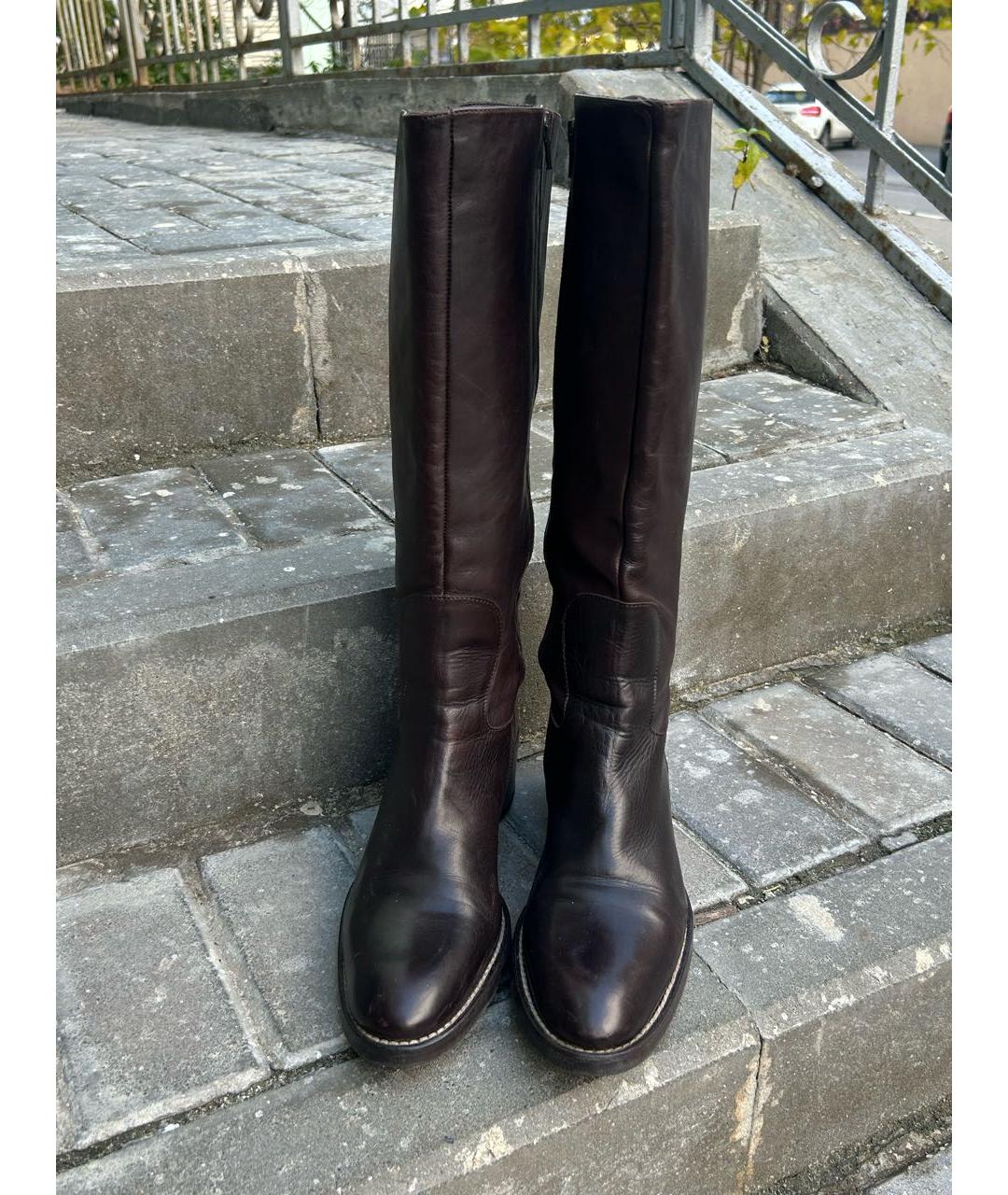 LIU JO Коричневые кожаные сапоги, фото 2