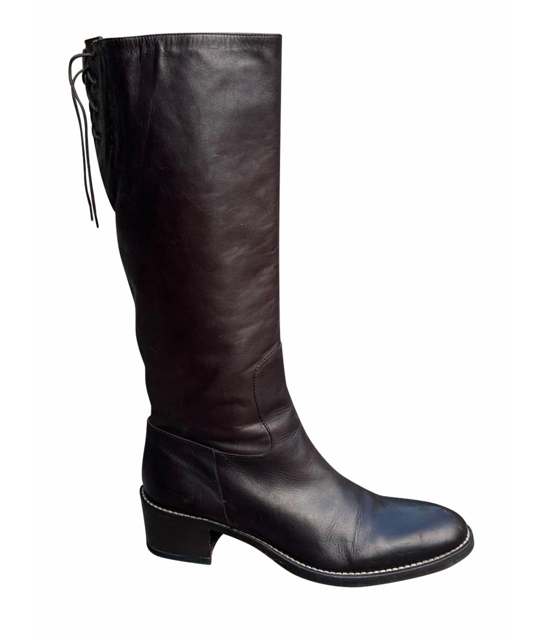 LIU JO Коричневые кожаные сапоги, фото 1