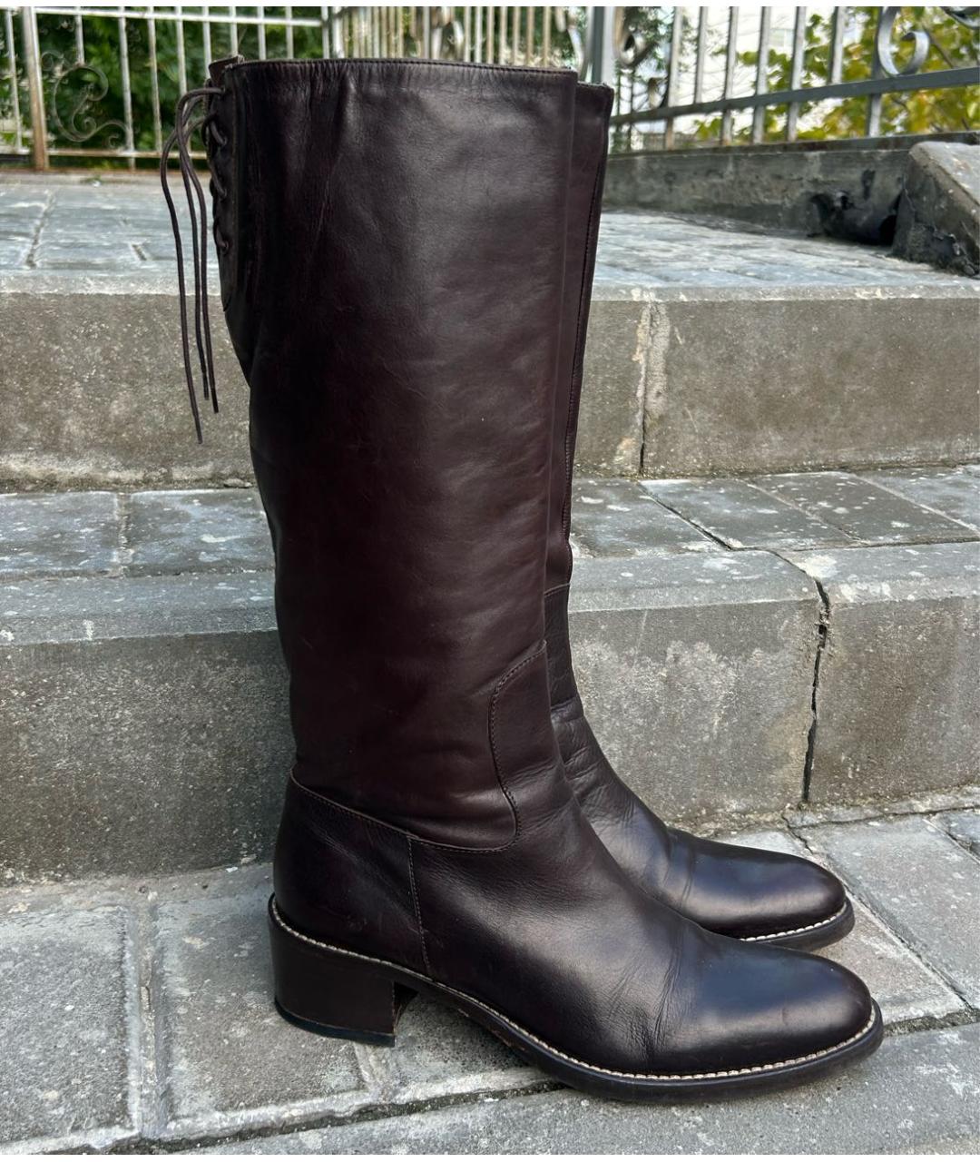 LIU JO Коричневые кожаные сапоги, фото 9