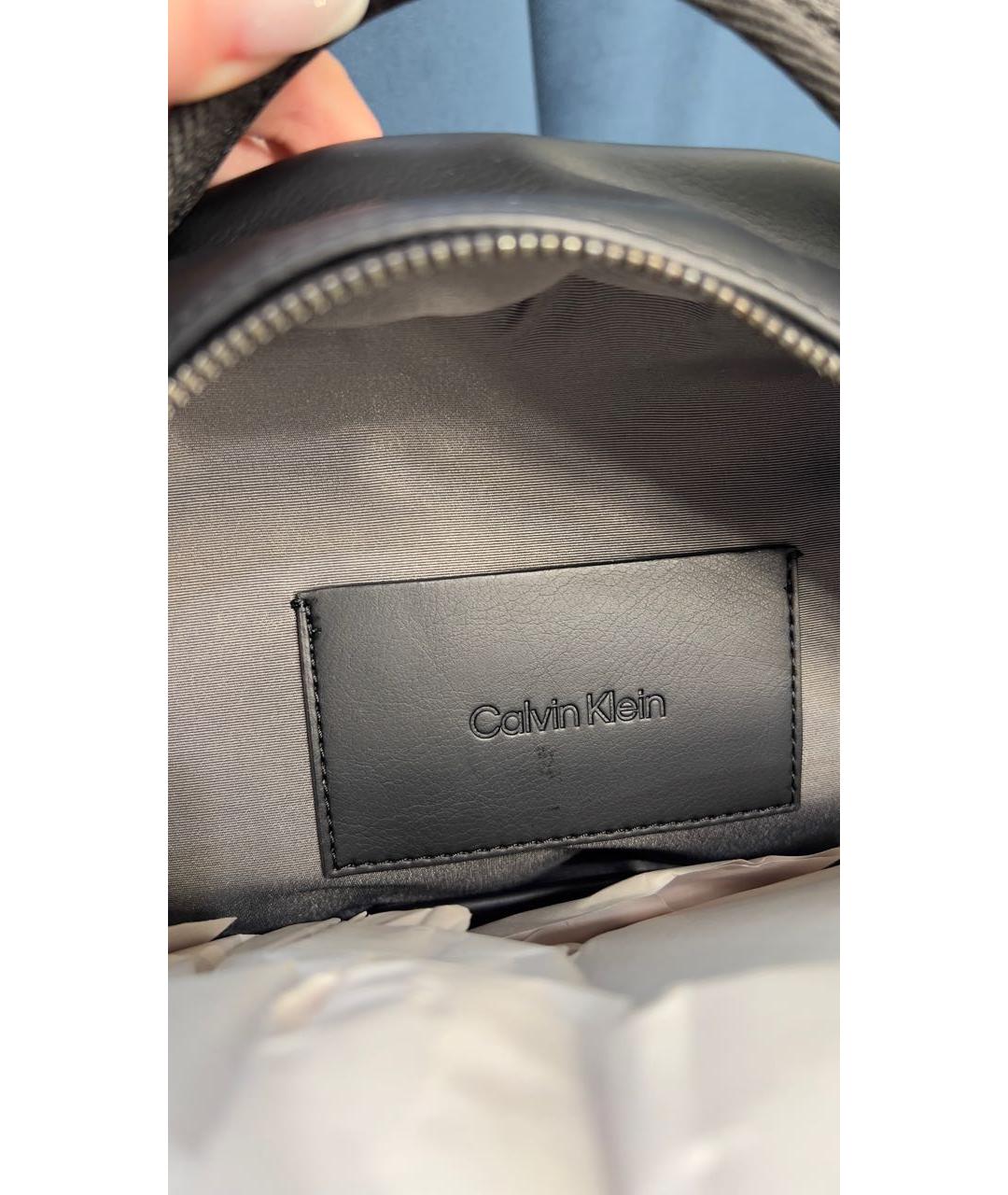 CALVIN KLEIN Черный кожаный рюкзак, фото 4