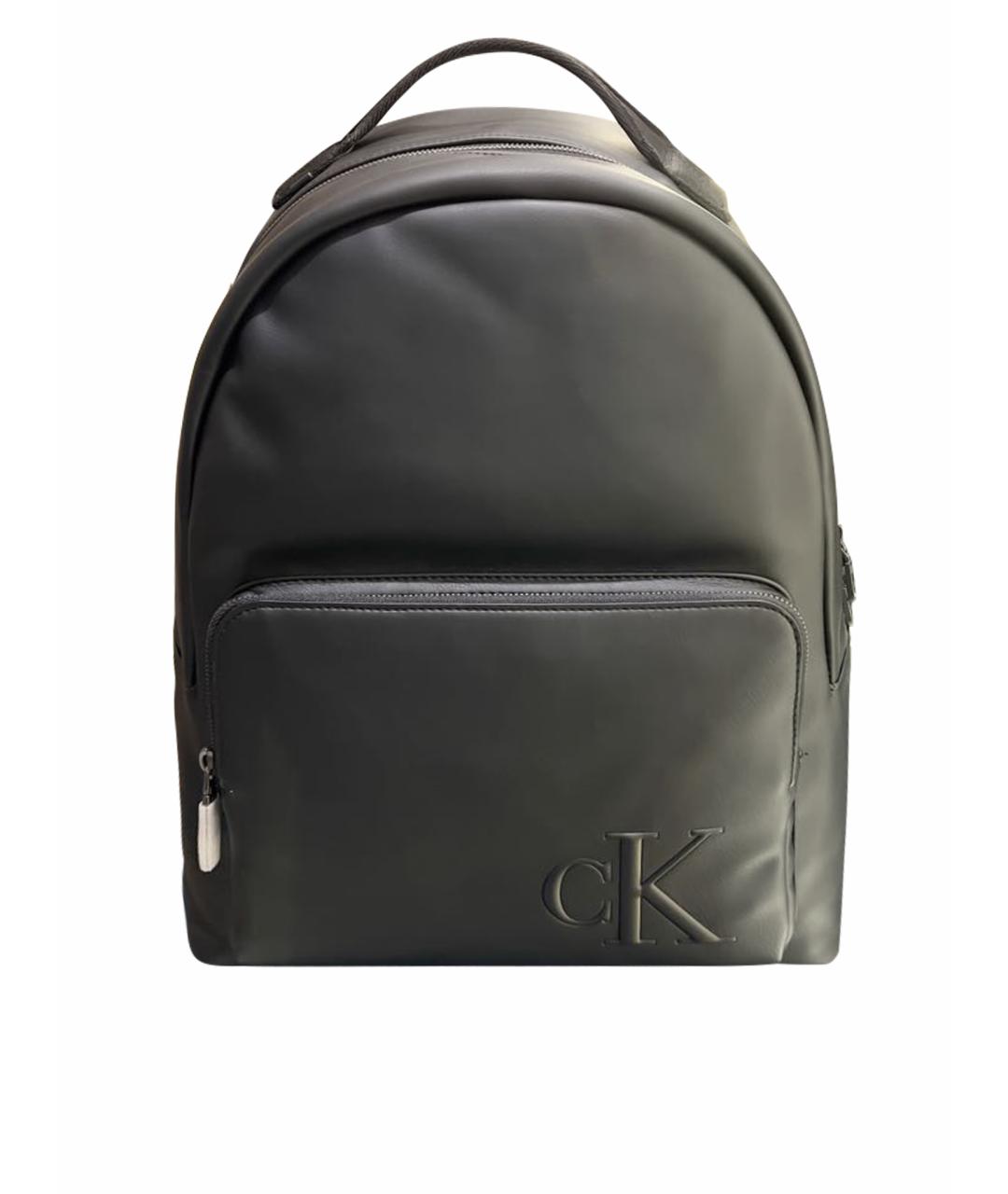 CALVIN KLEIN Черный кожаный рюкзак, фото 1