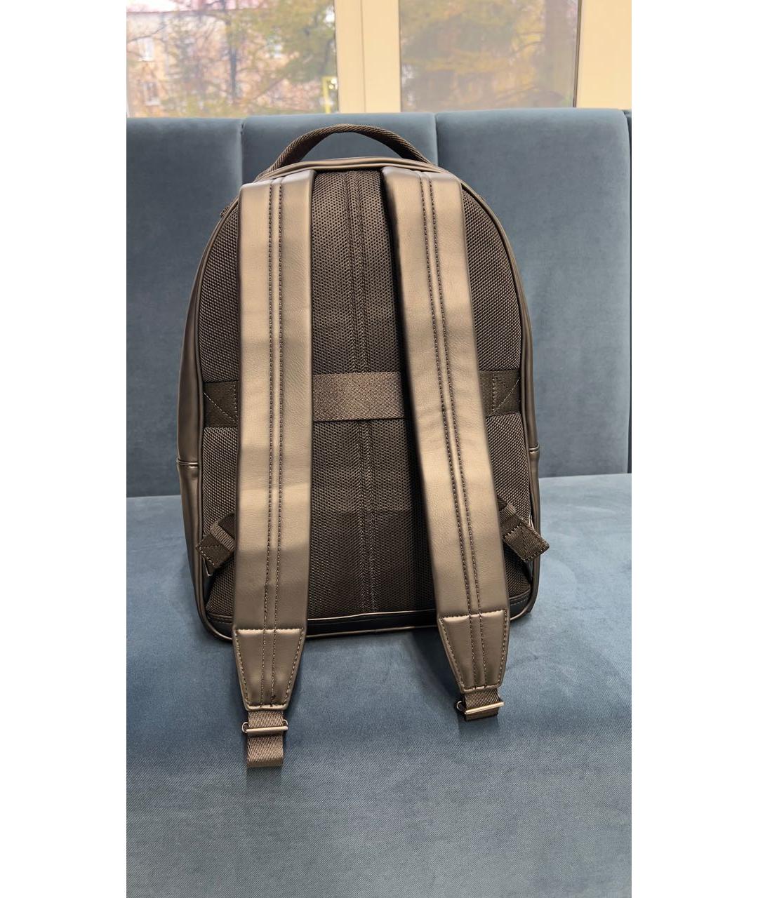 CALVIN KLEIN Черный кожаный рюкзак, фото 3