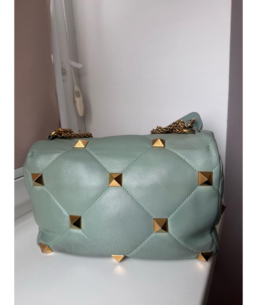 VALENTINO Бирюзовая кожаная сумка через плечо, фото 2