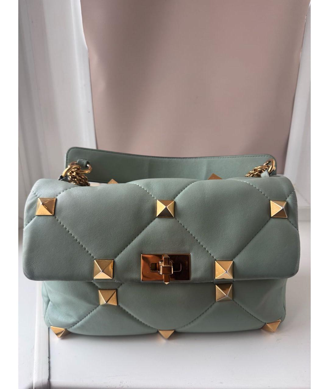 VALENTINO Бирюзовая кожаная сумка через плечо, фото 9