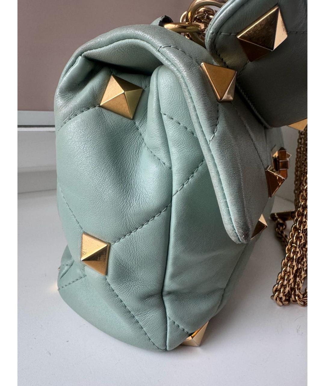 VALENTINO Бирюзовая кожаная сумка через плечо, фото 5