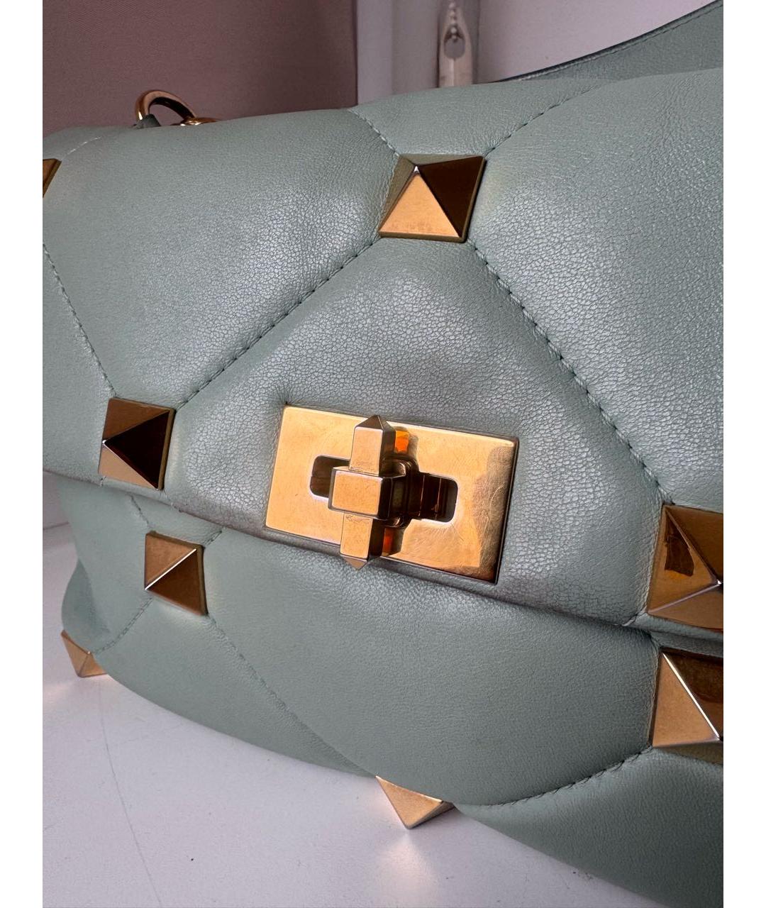 VALENTINO Бирюзовая кожаная сумка через плечо, фото 7