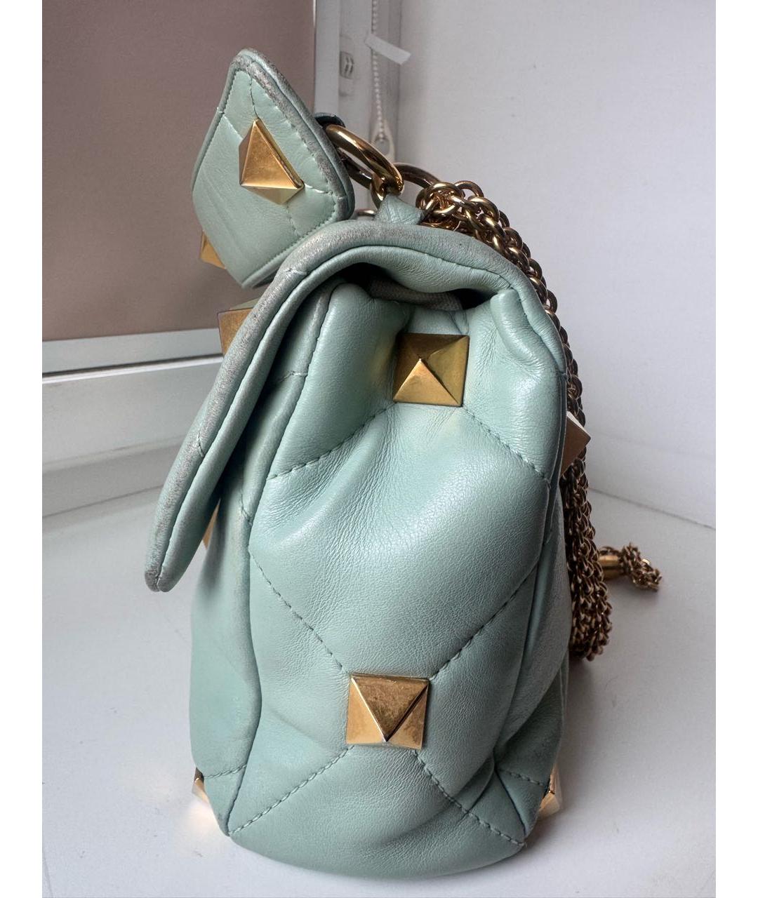 VALENTINO Бирюзовая кожаная сумка через плечо, фото 6