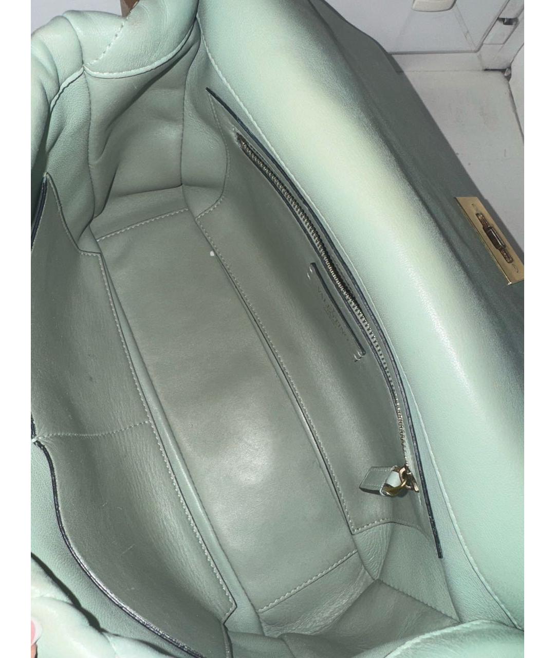 VALENTINO Бирюзовая кожаная сумка через плечо, фото 4