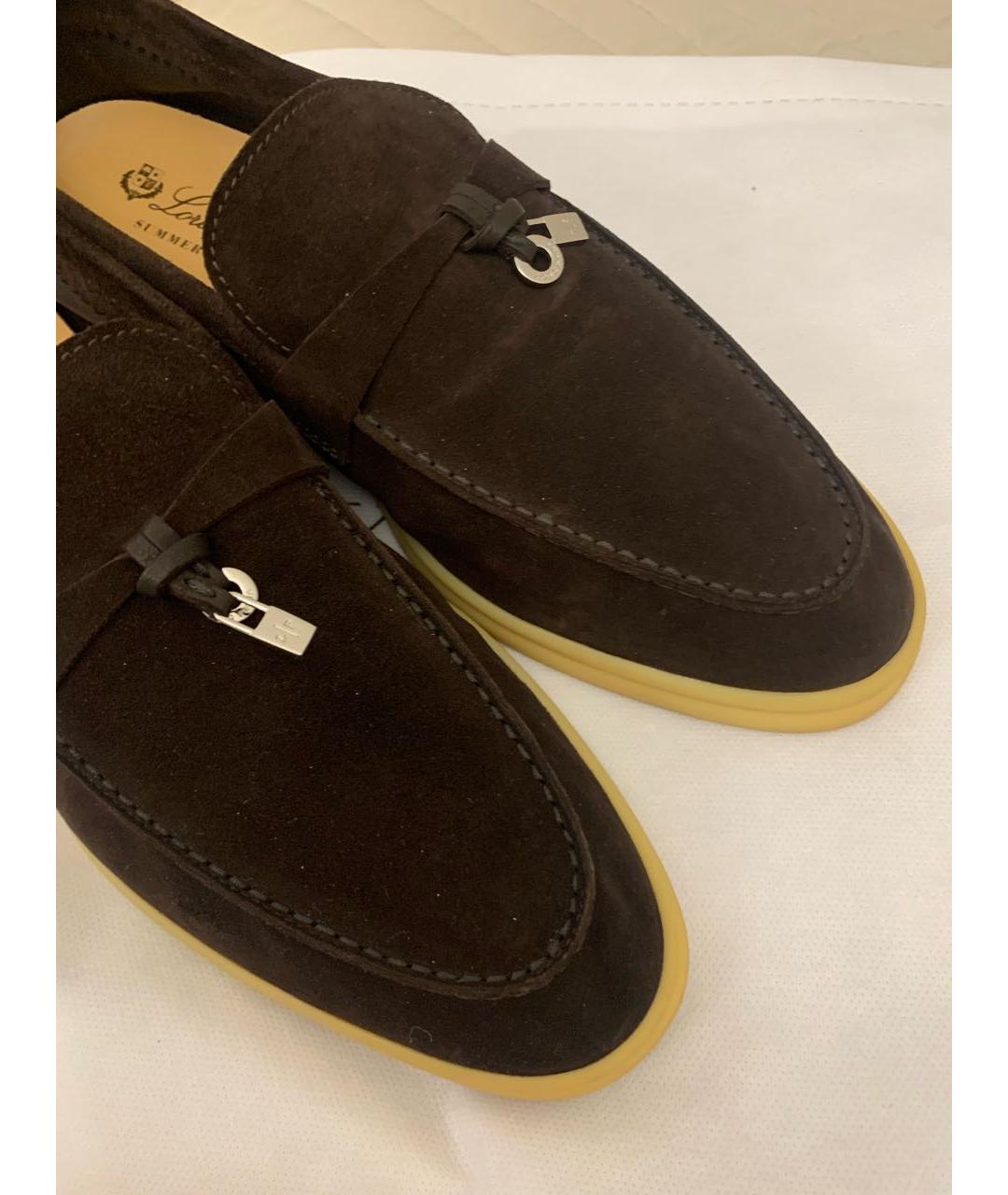 LORO PIANA Коричневые замшевые лоферы, фото 5