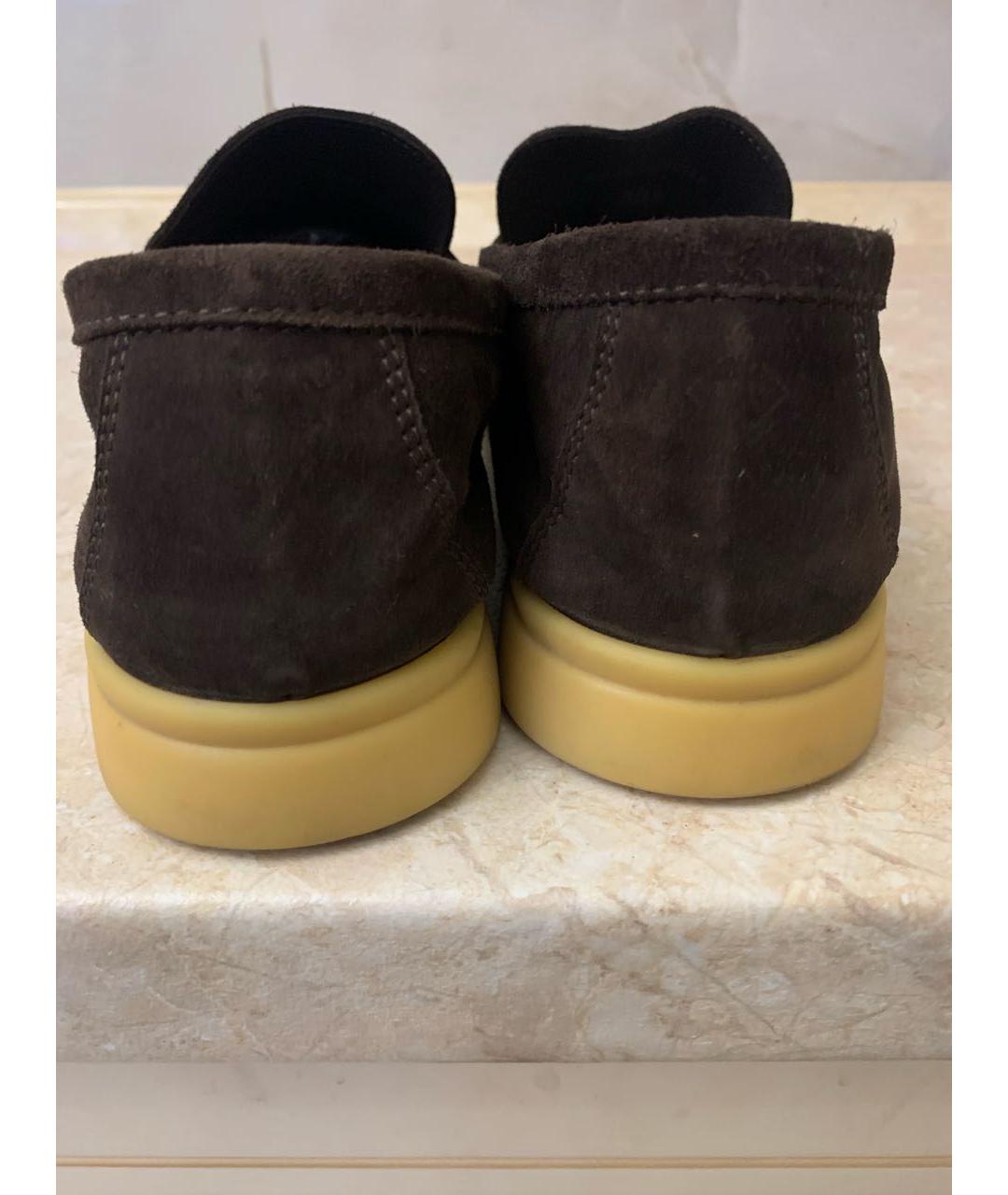 LORO PIANA Коричневые замшевые лоферы, фото 4