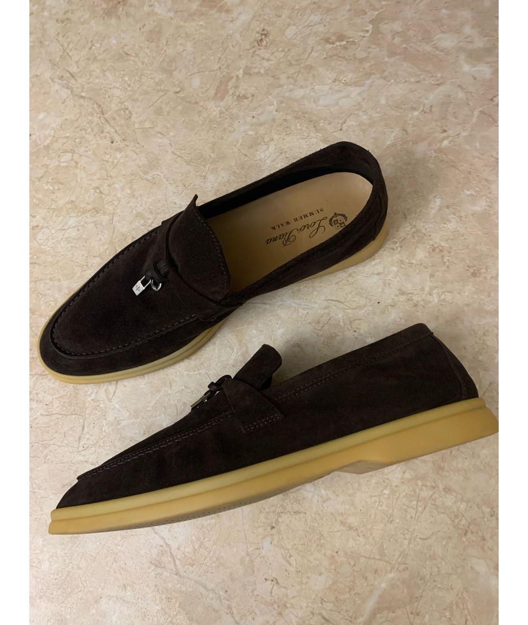 LORO PIANA Коричневые замшевые лоферы, фото 3