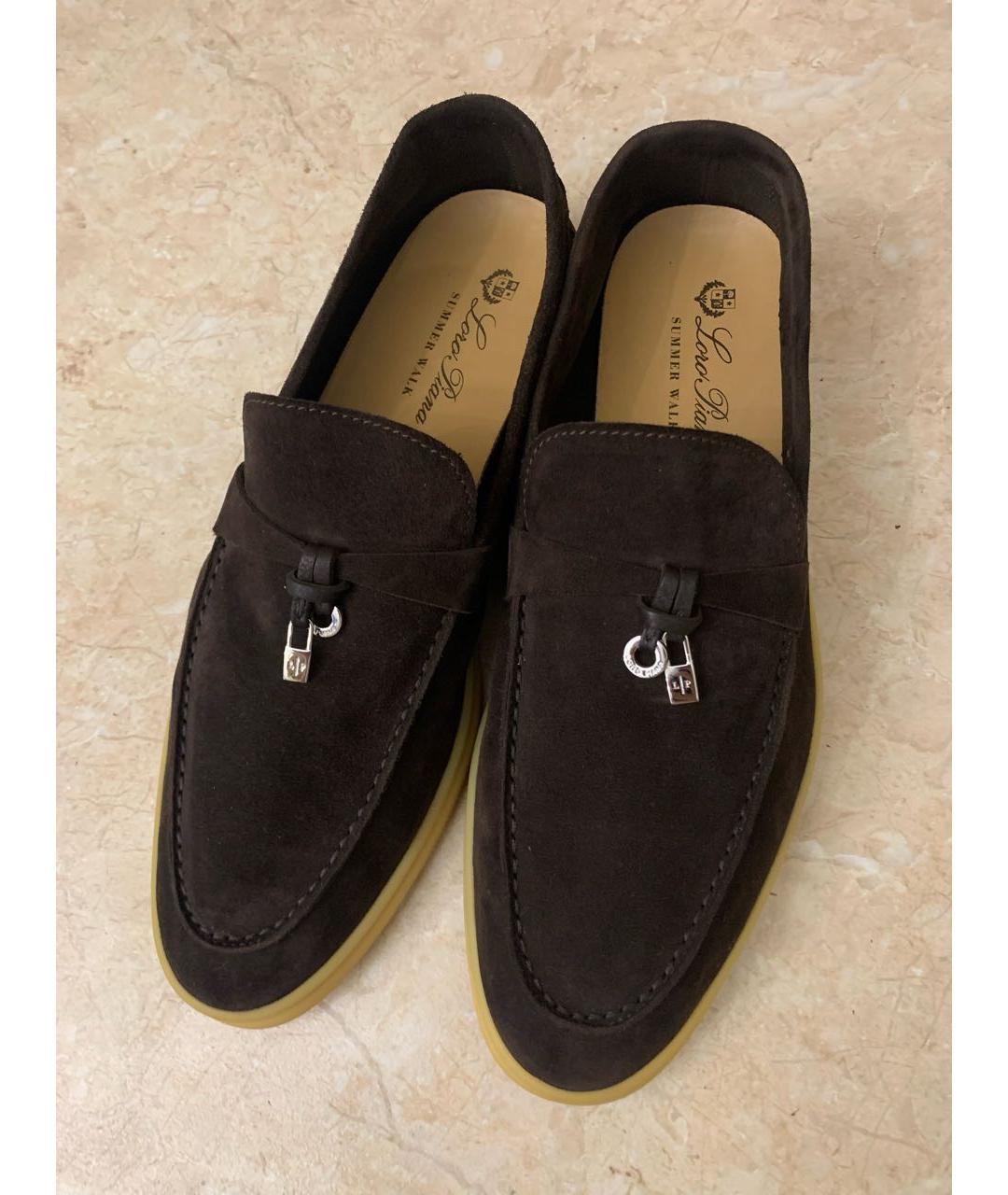 LORO PIANA Коричневые замшевые лоферы, фото 2