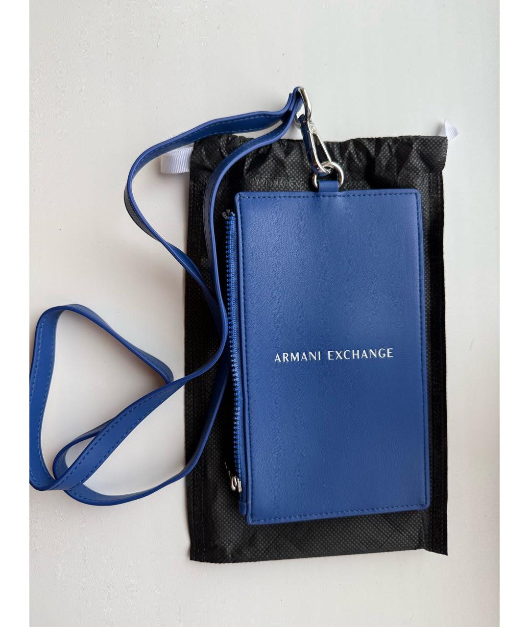 ARMANI EXCHANGE Синяя кожаная сумка через плечо, фото 6