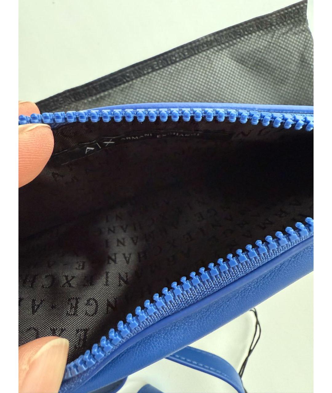 ARMANI EXCHANGE Синяя кожаная сумка через плечо, фото 4