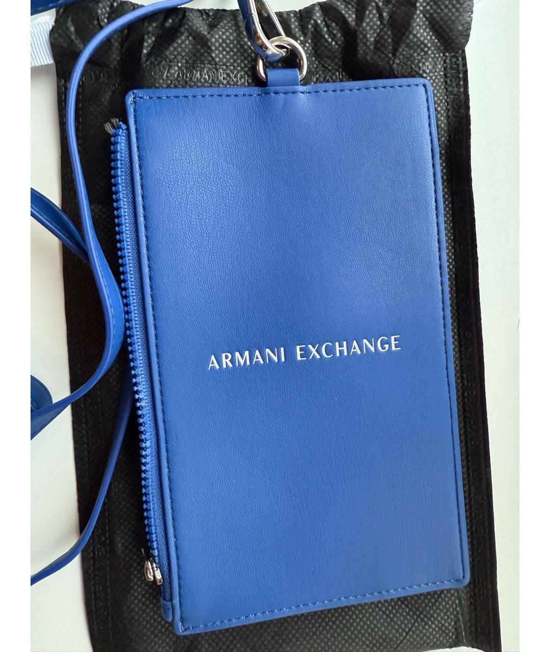 ARMANI EXCHANGE Синяя кожаная сумка через плечо, фото 3