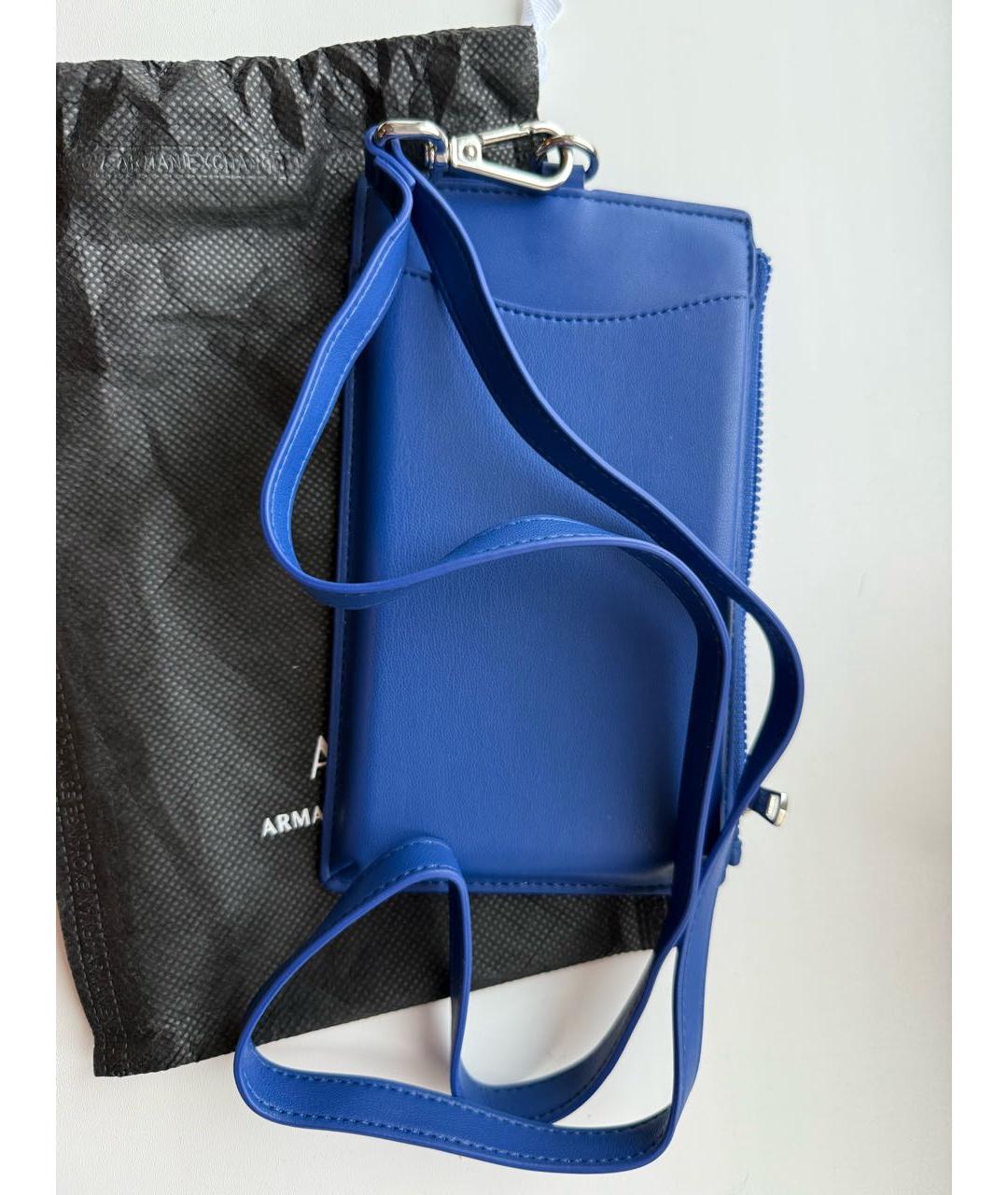 ARMANI EXCHANGE Синяя кожаная сумка через плечо, фото 2