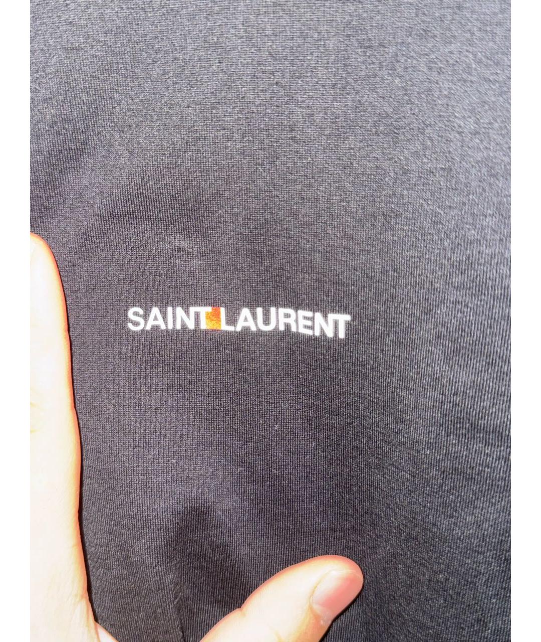 SAINT LAURENT Черная хлопковая футболка, фото 4