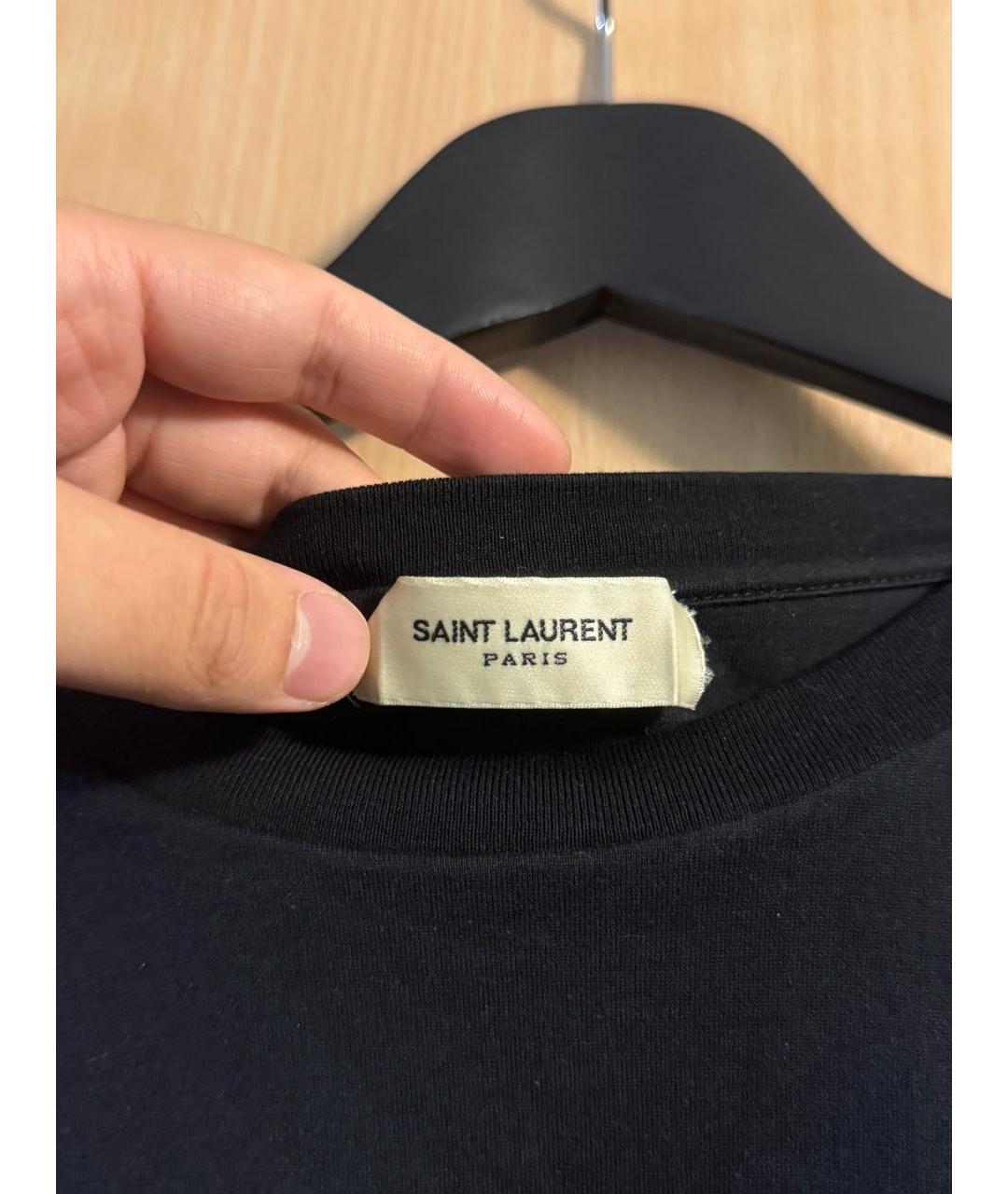 SAINT LAURENT Черная хлопковая футболка, фото 3