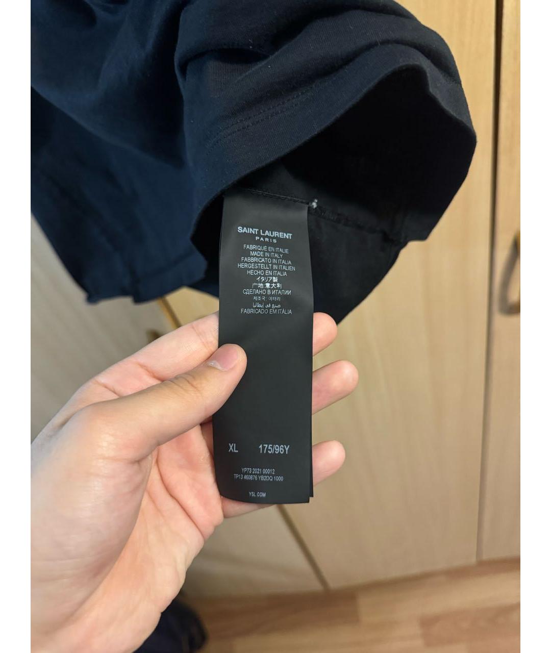 SAINT LAURENT Черная хлопковая футболка, фото 5