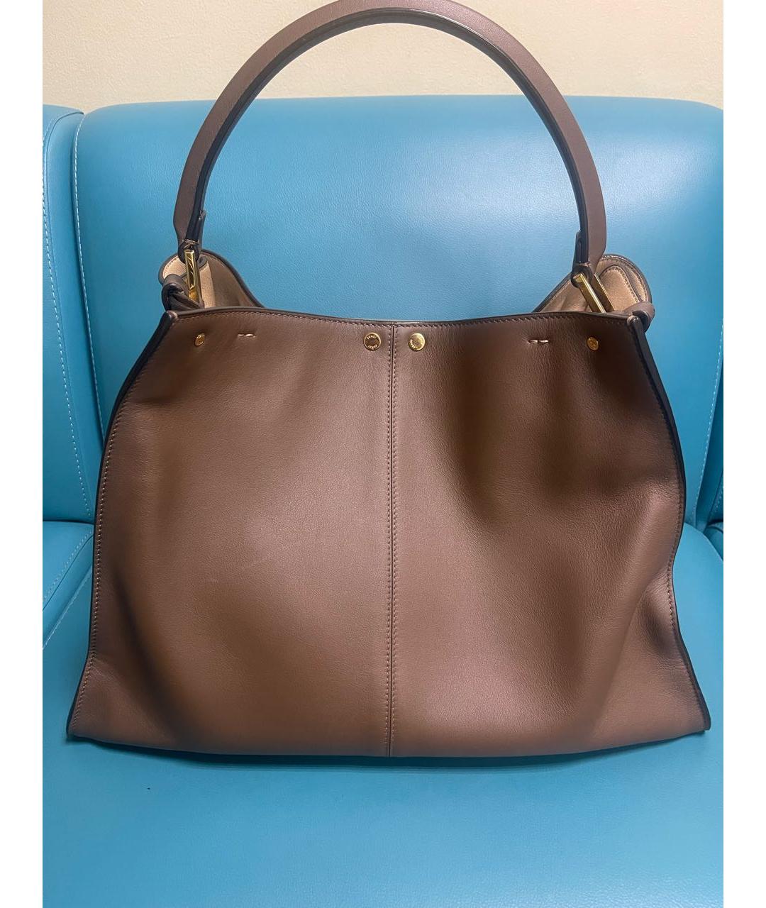 FENDI Коричневая кожаная сумка тоут, фото 2