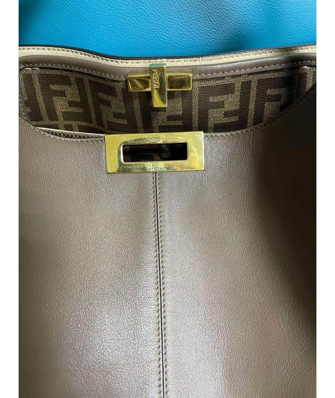 FENDI Коричневая кожаная сумка тоут, фото 4