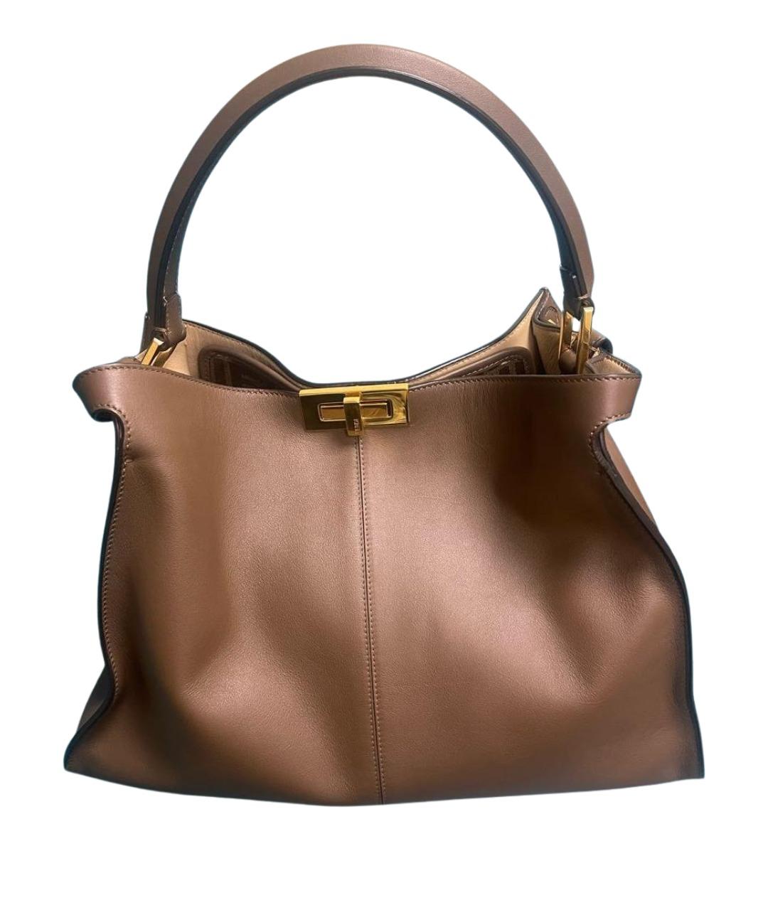 FENDI Коричневая кожаная сумка тоут, фото 1