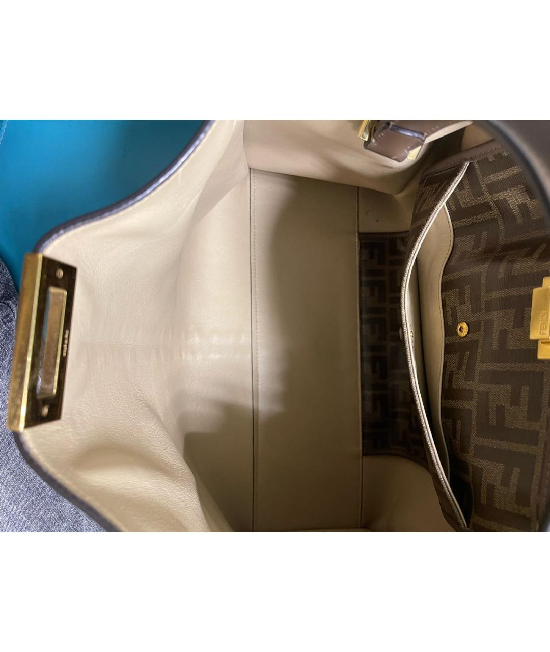 FENDI Коричневая кожаная сумка тоут, фото 3