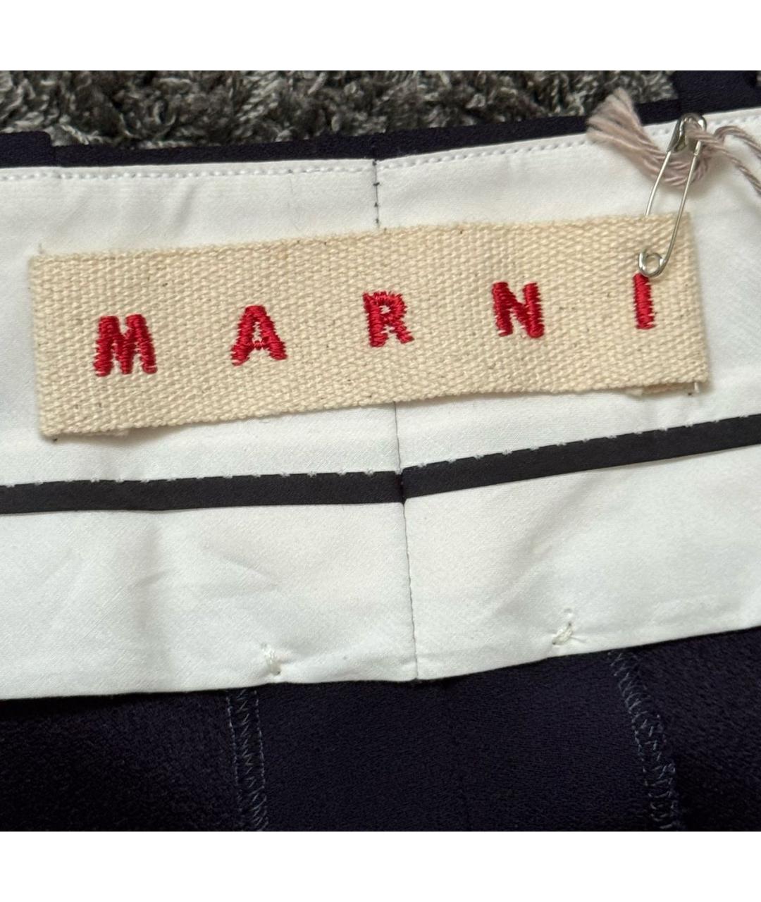 MARNI Темно-синие вискозные брюки широкие, фото 5