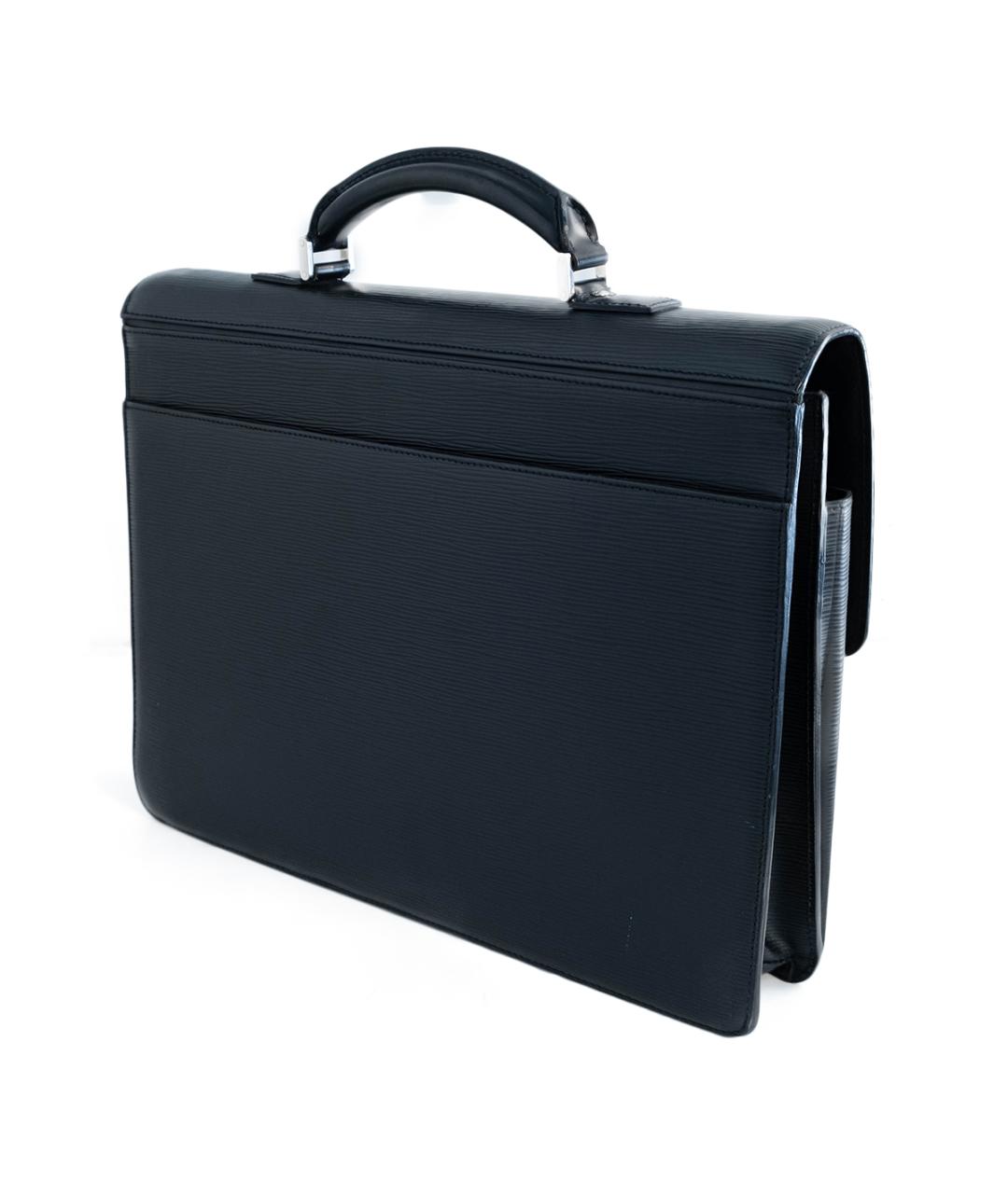 LOUIS VUITTON Черный кожаный портфель, фото 3