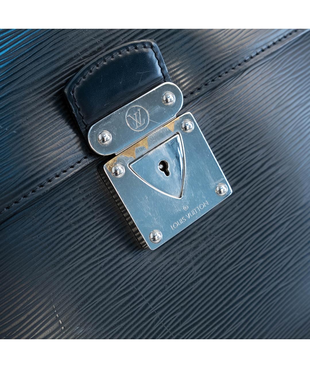 LOUIS VUITTON Черный кожаный портфель, фото 4