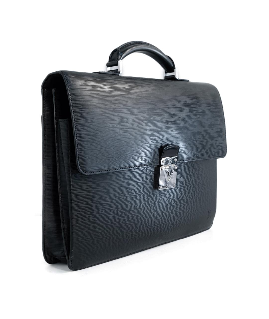 LOUIS VUITTON Черный кожаный портфель, фото 2