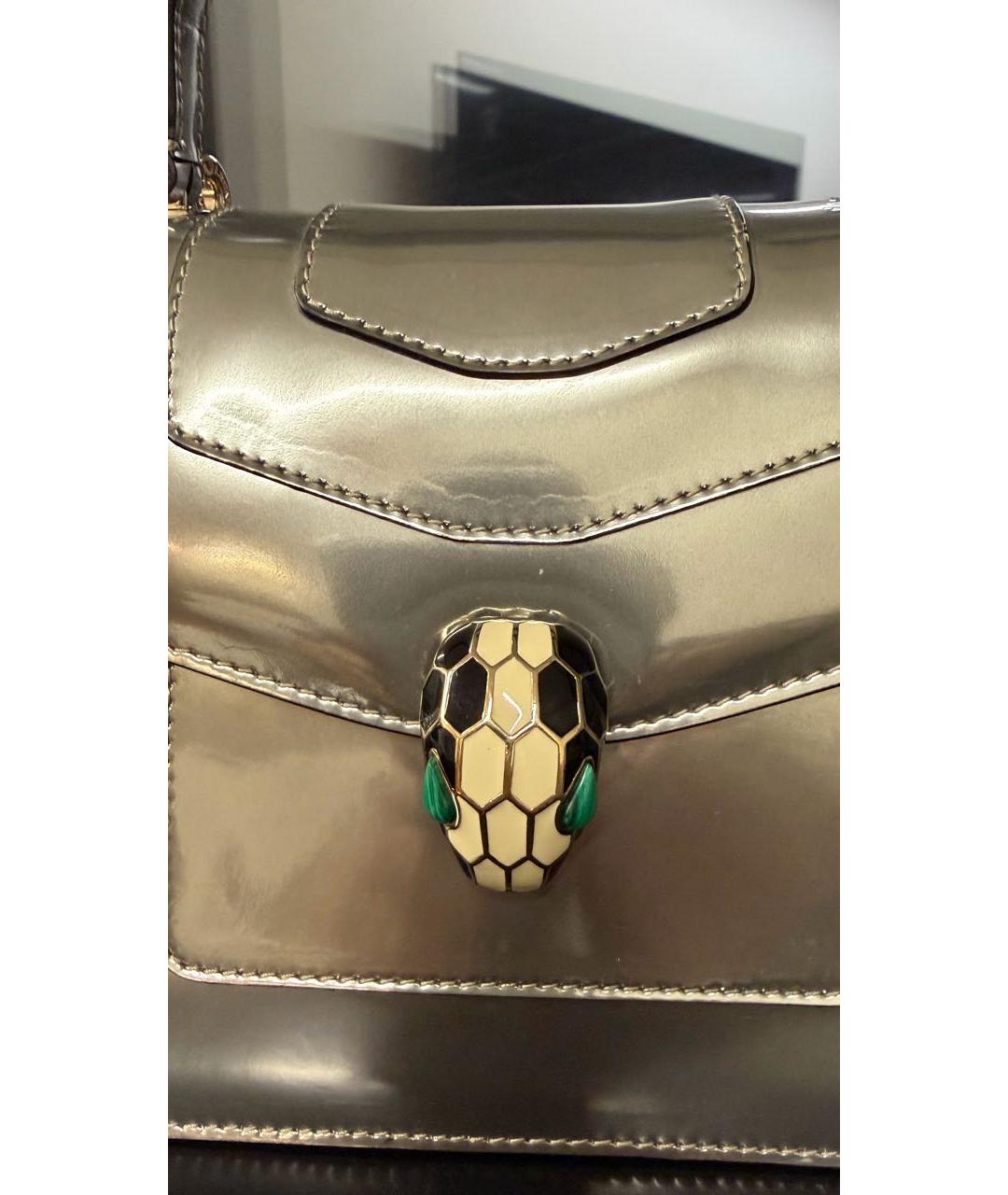 BVLGARI Серебряная кожаная сумка с короткими ручками, фото 6